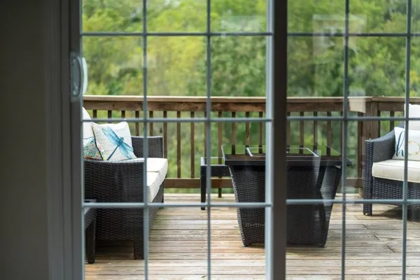 a view of outdoor space with seating area