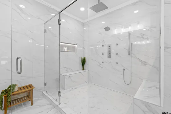 a bathroom with a shower