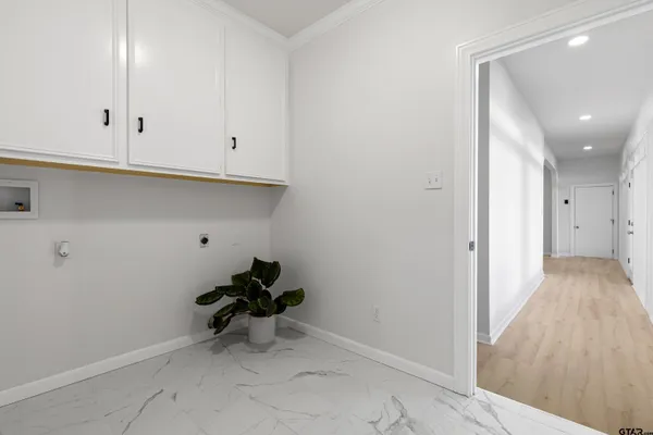 a view of a room with racks on the wall