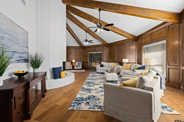 a living room with furniture