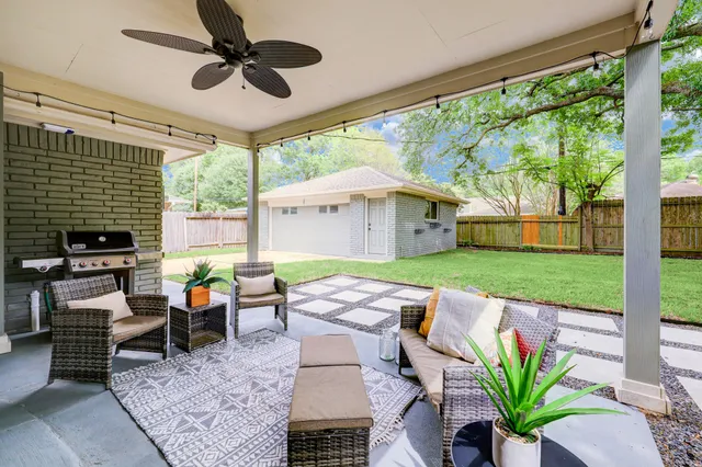 a outdoor space with furniture