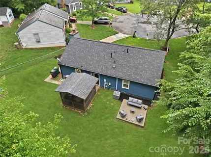 an aerial view of a house