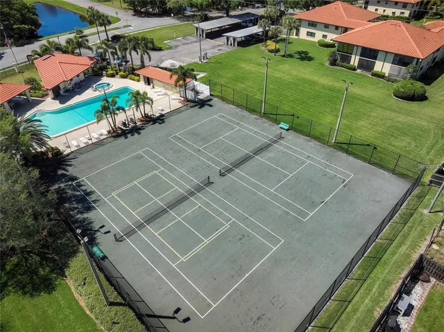 an aerial view of a house