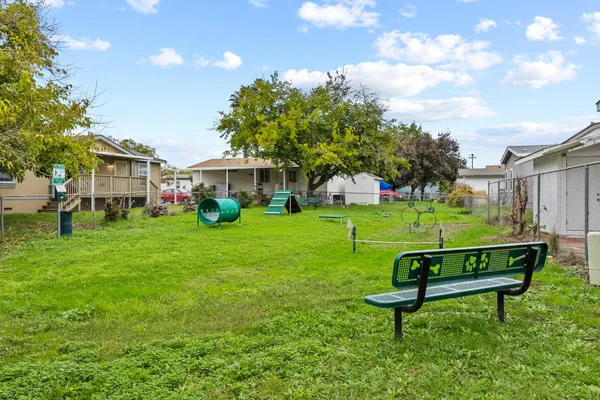 a view of a park with benches