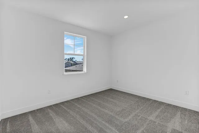 an empty room with a workbench