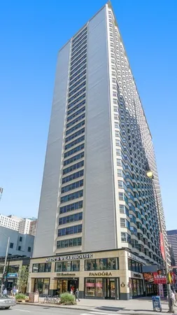 a view of a tall building