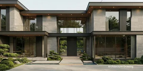 a front view of a house with a potted plant and windows