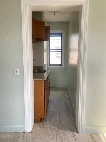 a view of a kitchen from window