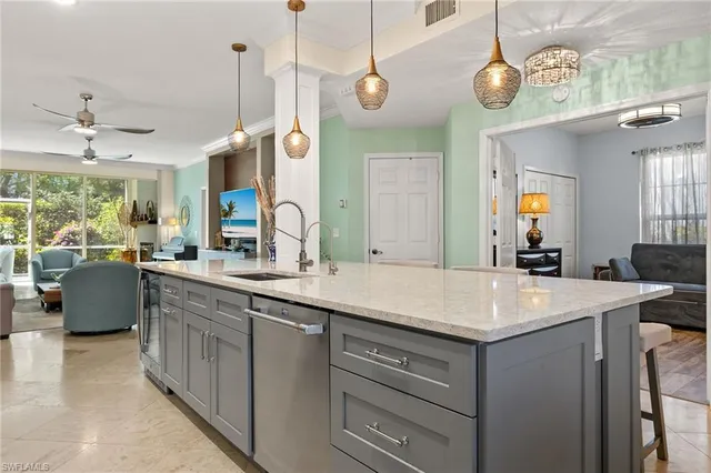 a view of a house with a flower garden