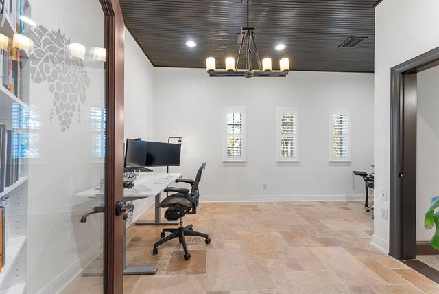 a view of a livingroom with a chandelier
