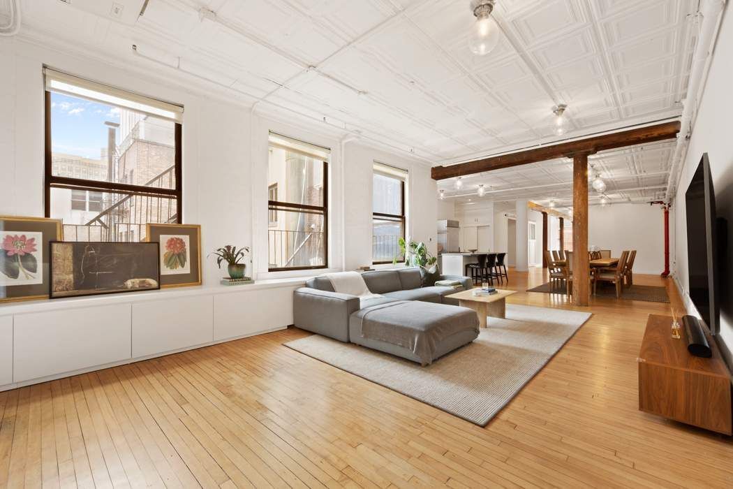 5 White Street, Unit 5B Manhattan, NY 10013 - Photo 1 of 1 a living room with furniture and a flat screen tv