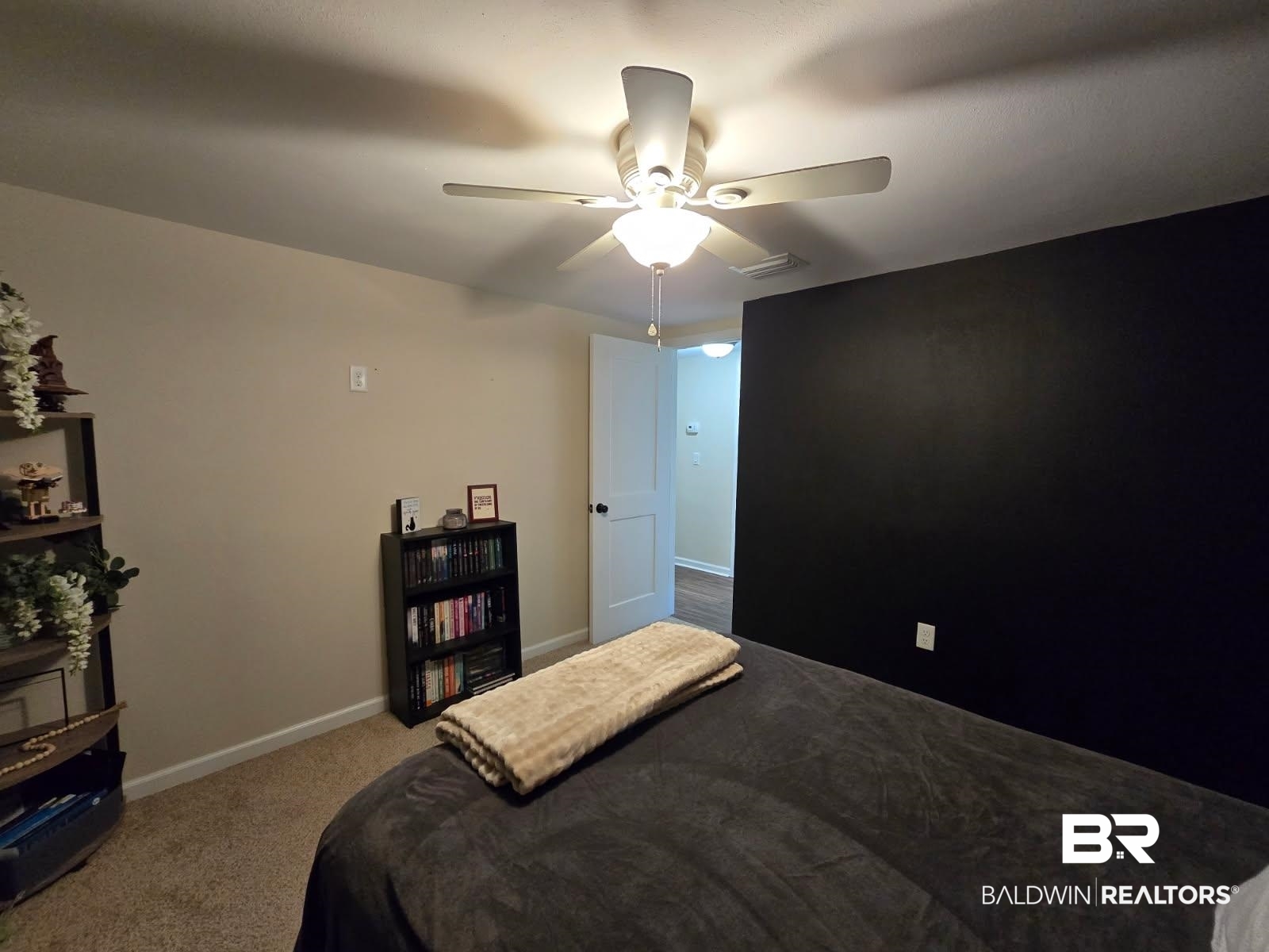 2534 Foshee Road Brewton, AL 36426 - Photo 2 of 16 Bedroom featuring carpet floors, visible vents, baseboards, and ceiling fan