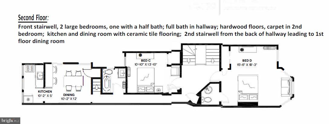 1122 Columbia Road Northwest Washington, DC 20009 - Photo 42 of 42 Second level floor plan