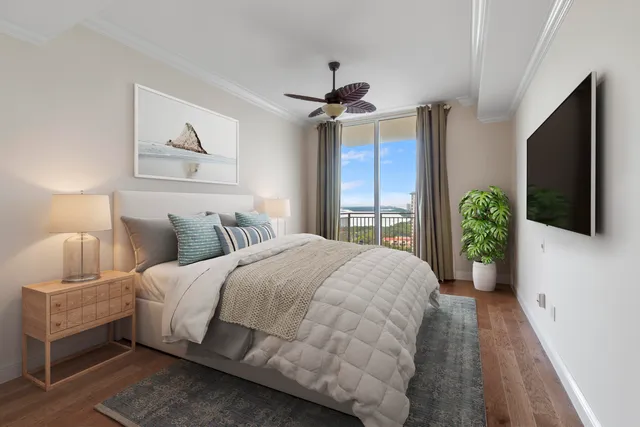 a view of a swimming pool with lawn chairs