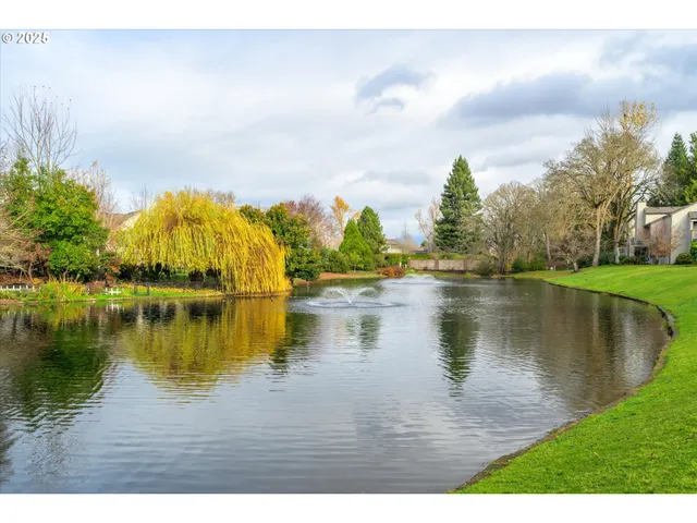a view of a lake with houses