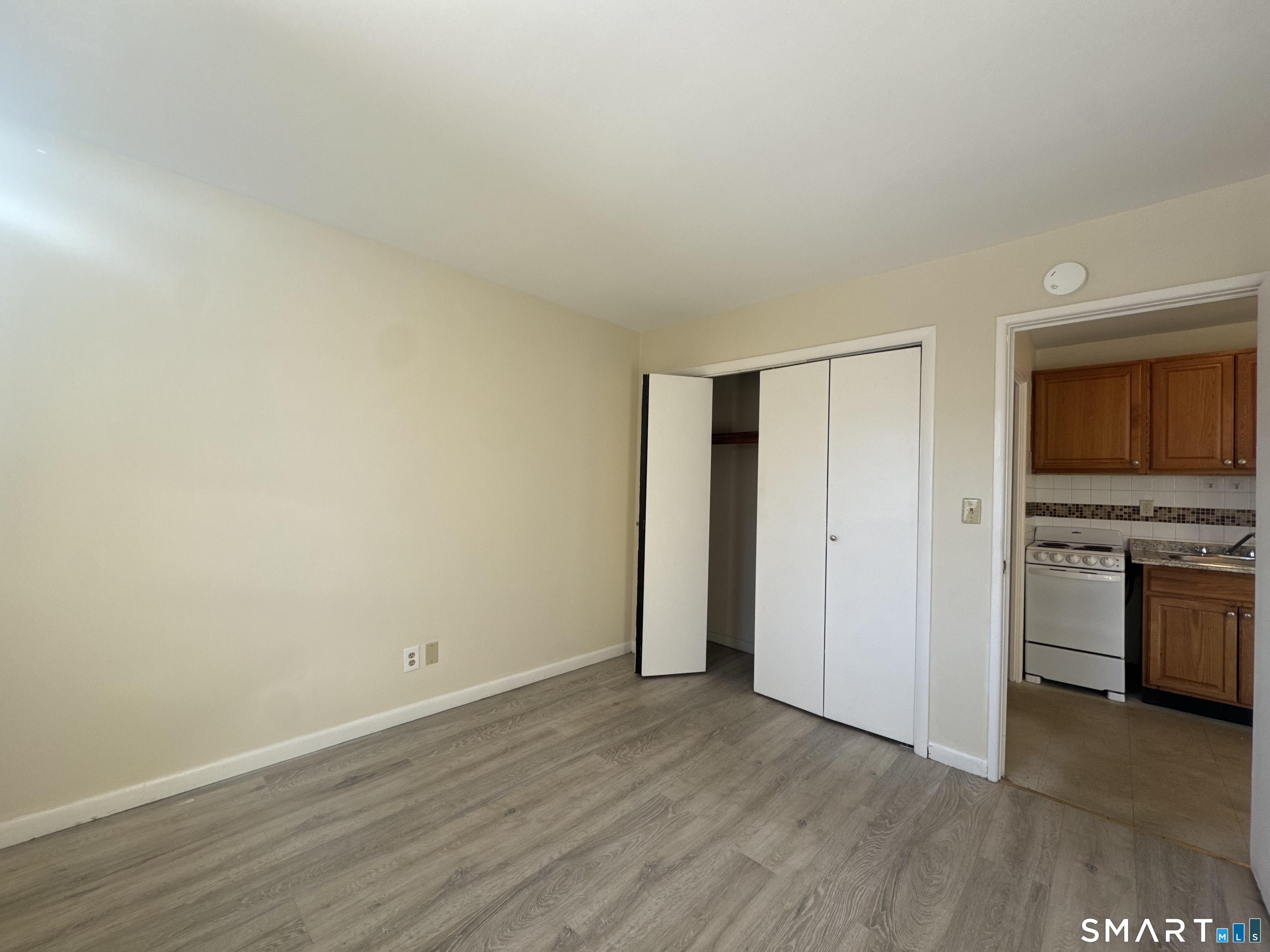 145 Cowles Street, Unit B3 Bridgeport, CT 06607 - Photo 8 of 8 a view of a livingroom with wooden floor and a fireplace