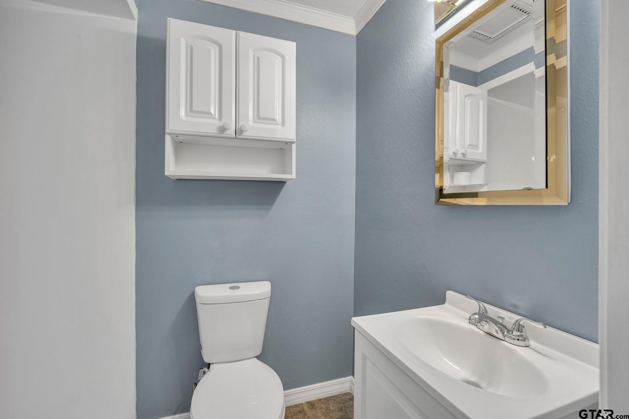 3743 Smelley Road Longview, TX 75605 - Photo 19 of 25 a bathroom with a toilet sink and mirror