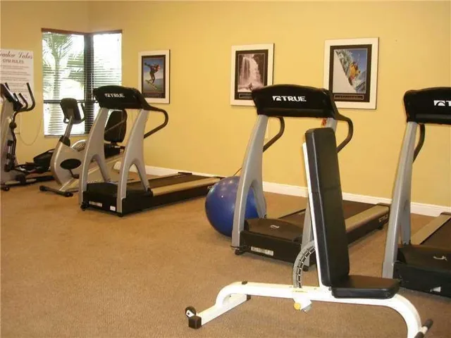 a view of a room with gym equipment
