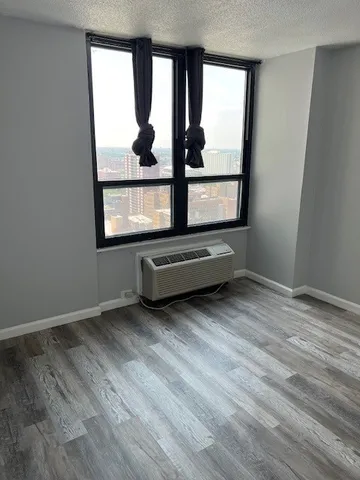 an empty room with window