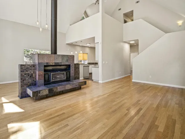 a view of a livingroom with a fireplace