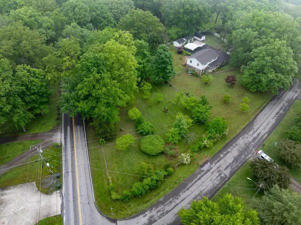 a view of a garden with a lake
