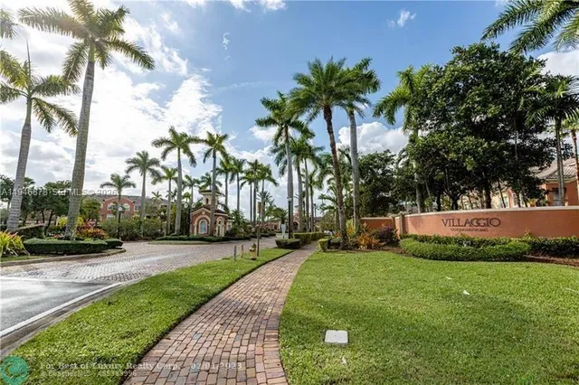 a garden with palm trees
