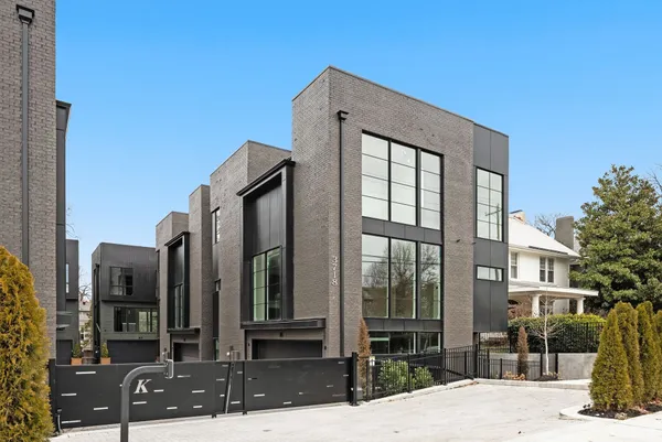 a front view of a building with street view