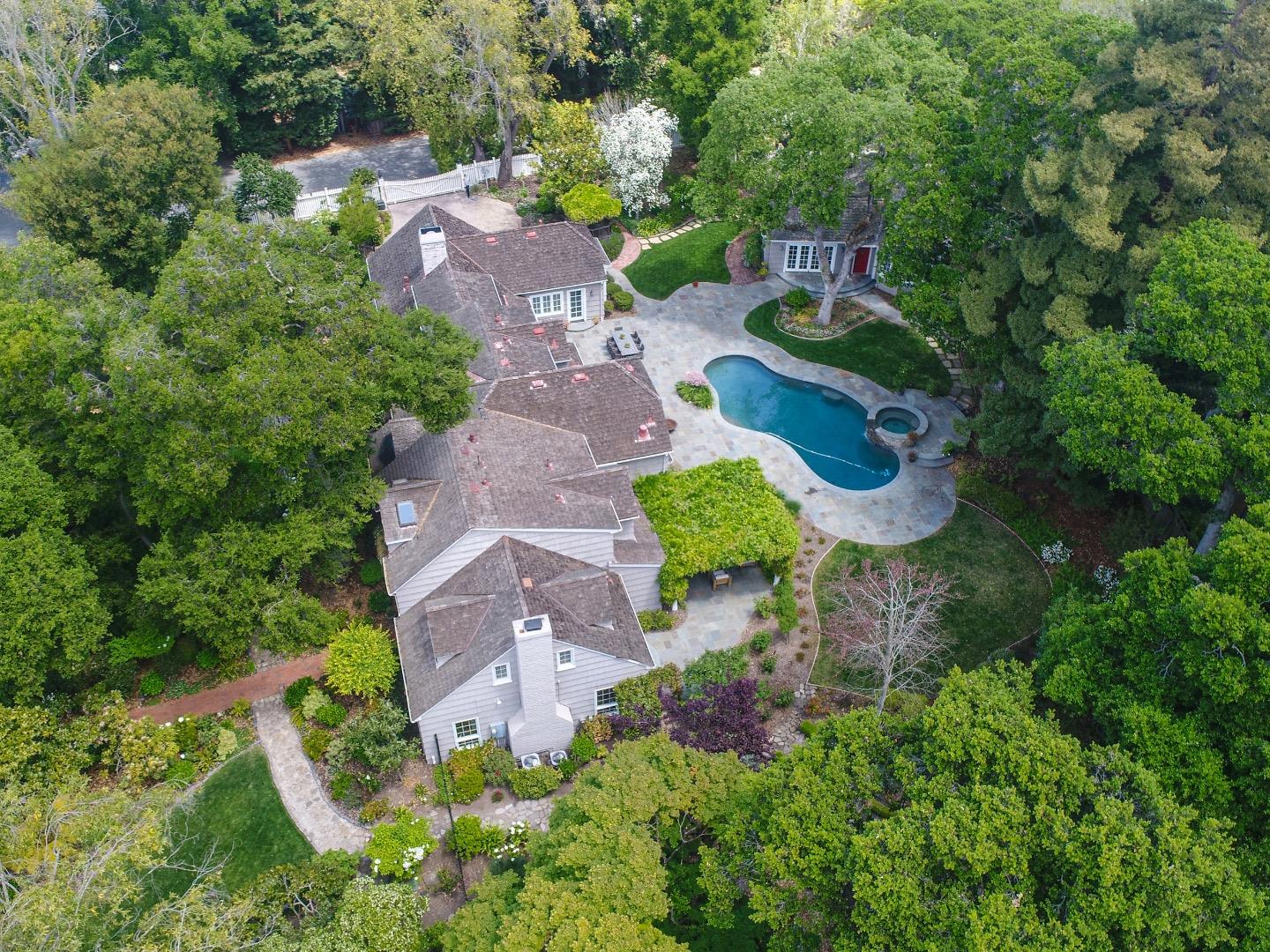 96 Laburnum Road Atherton, CA 94027 - Photo 2 of 40 an aerial view of a house with outdoor space
