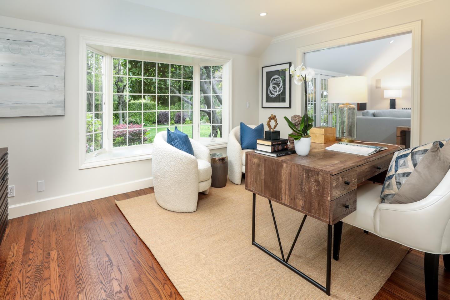 96 Laburnum Road Atherton, CA 94027 - Photo 18 of 40 a dining room with furniture and wooden floor