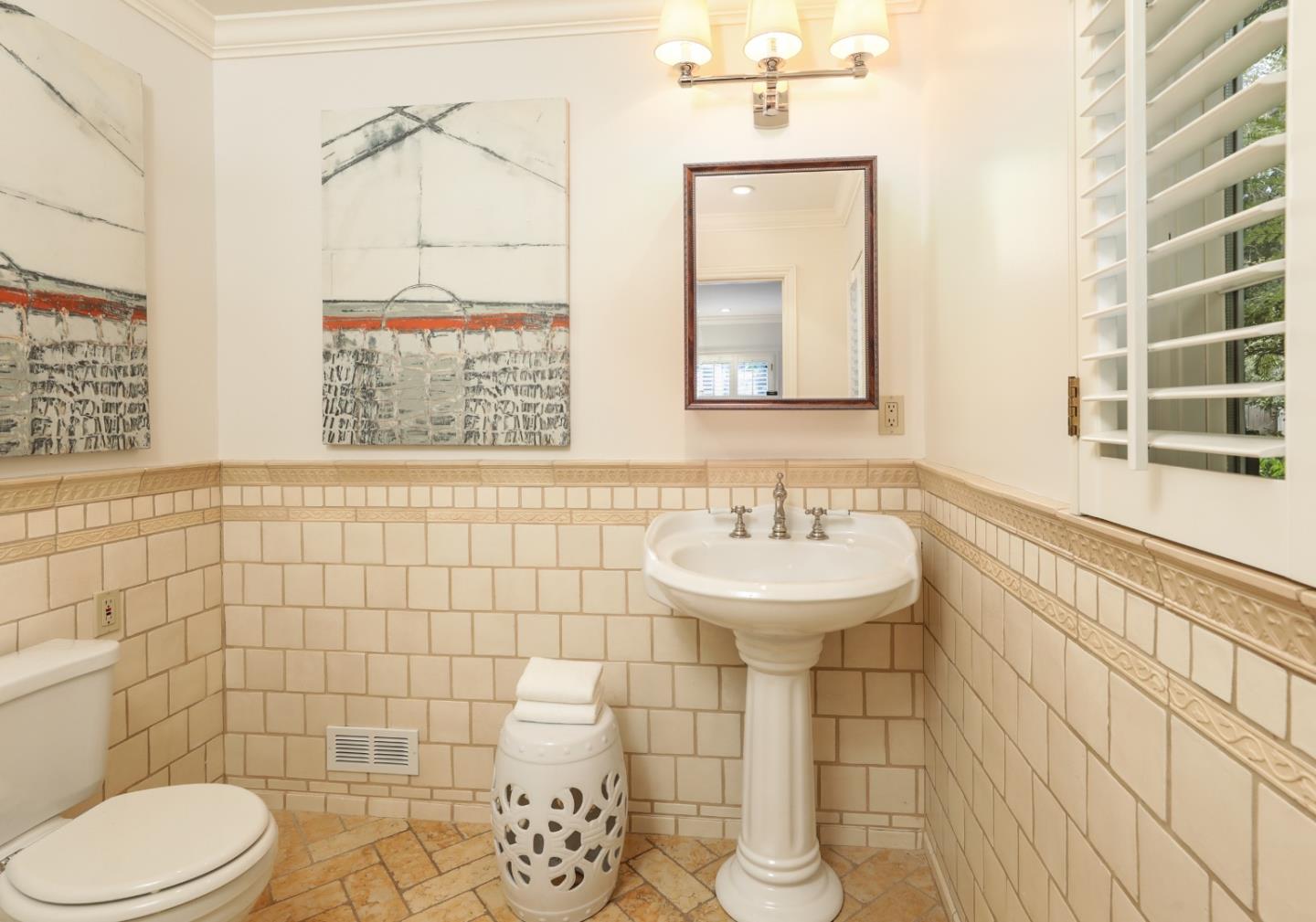 96 Laburnum Road Atherton, CA 94027 - Photo 20 of 40 a bathroom with a sink toilet and shower