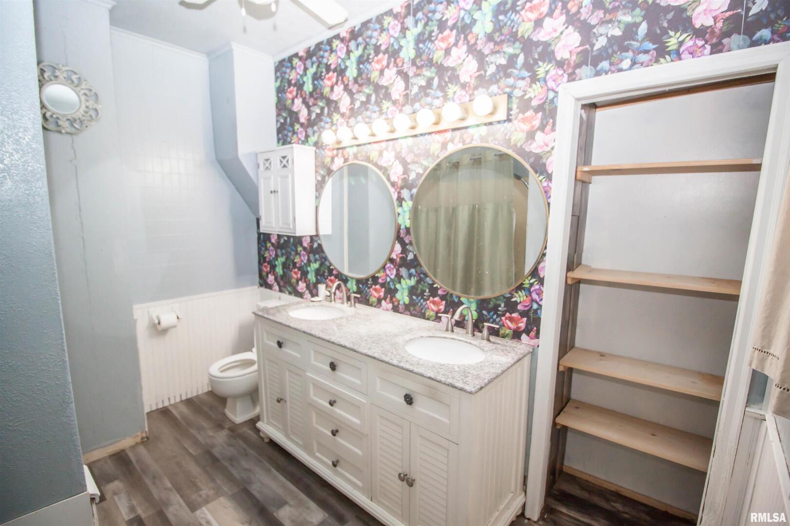 201 North 1st Street Alpha, IL 61413 - Photo 19 of 28 a bathroom with a sink mirror vanity and toilet