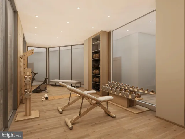 a view of a room with gym equipment