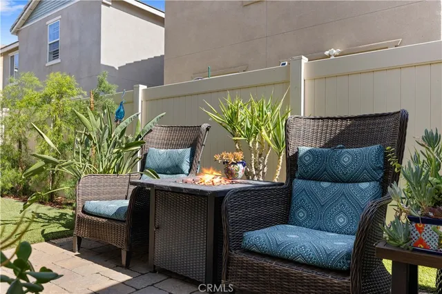 a outdoor living space with furniture and garden view