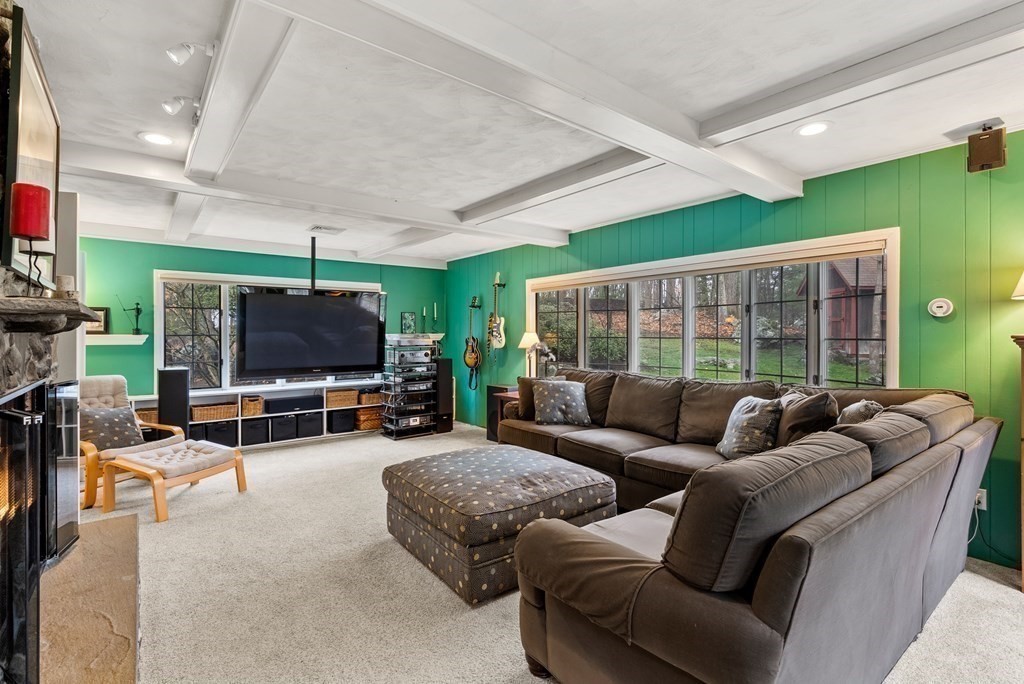 42 Bradyll Road Weston, MA 02493 - Photo 13 of 31 a living room with furniture a flat screen tv and a large window