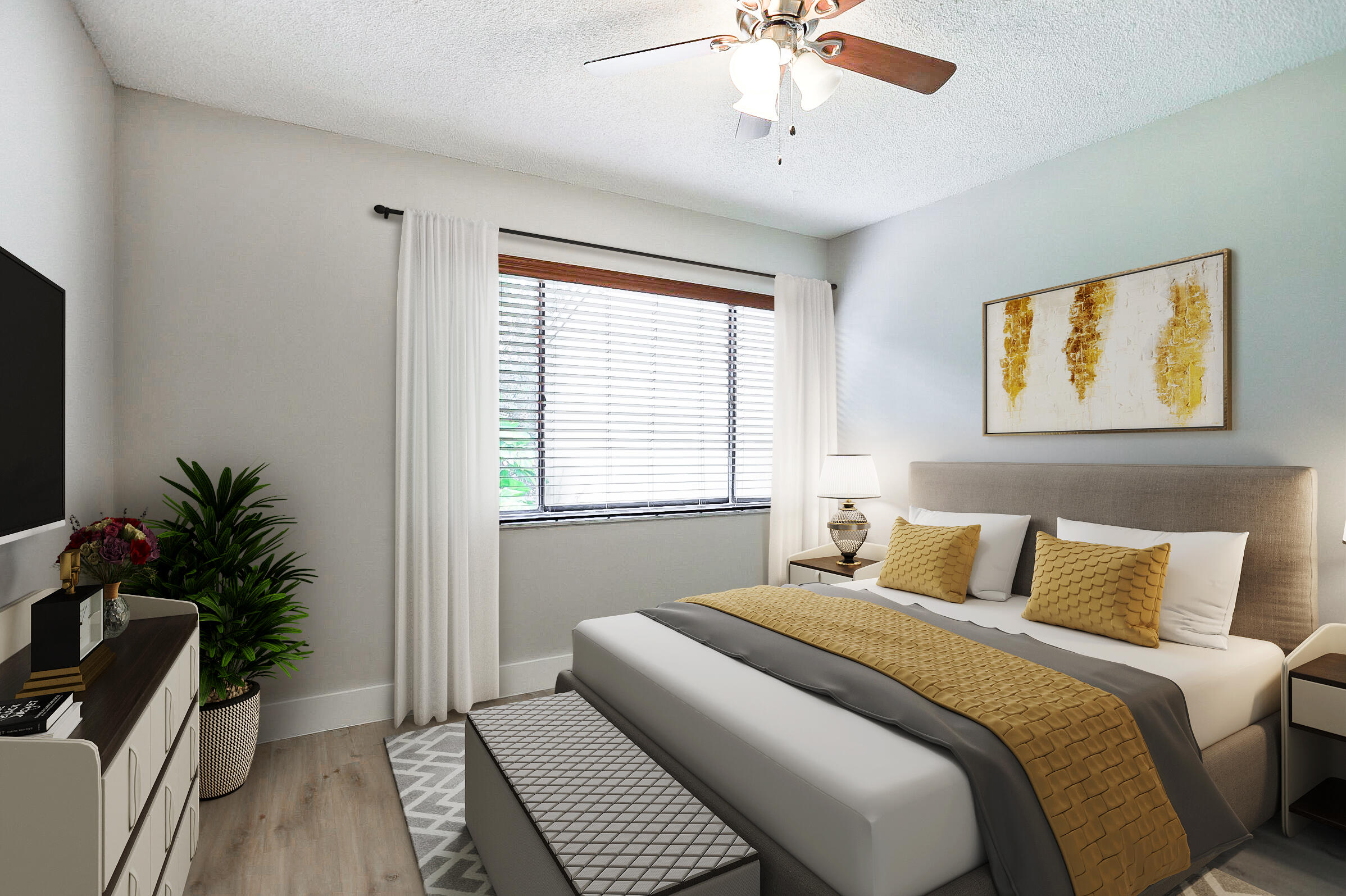 1169 Northwest 13th Street, Unit 1 Boca Raton, FL 33486 - Photo 10 of 20 a bedroom with bed and a potted plant