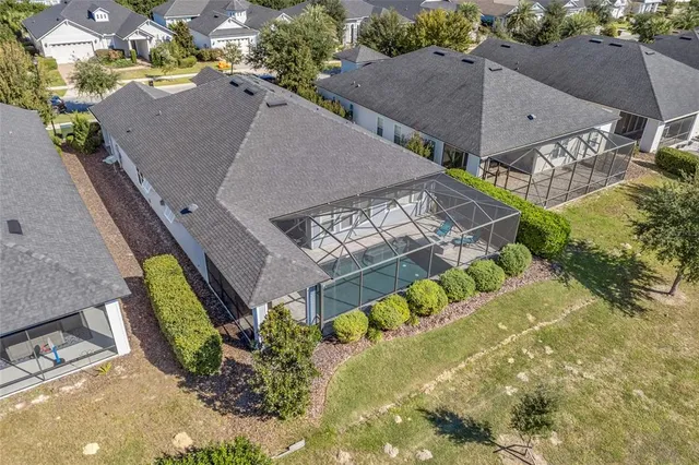 an aerial view of a house