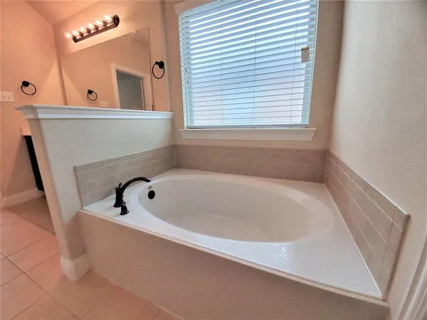 a bathroom with a bathtub