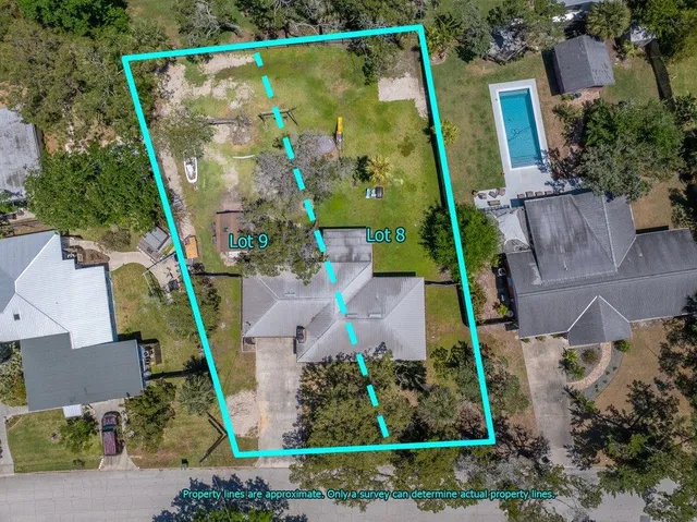 an aerial view of a house