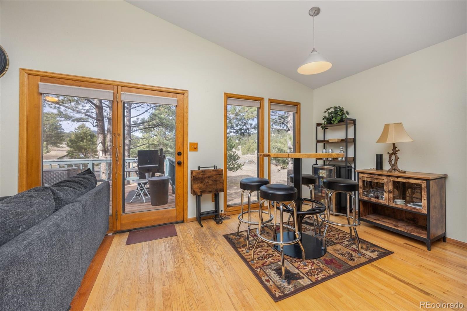 1768 Bluebird Drive Bailey, CO 80421 - Photo 12 of 50 a living room with furniture and a fireplace