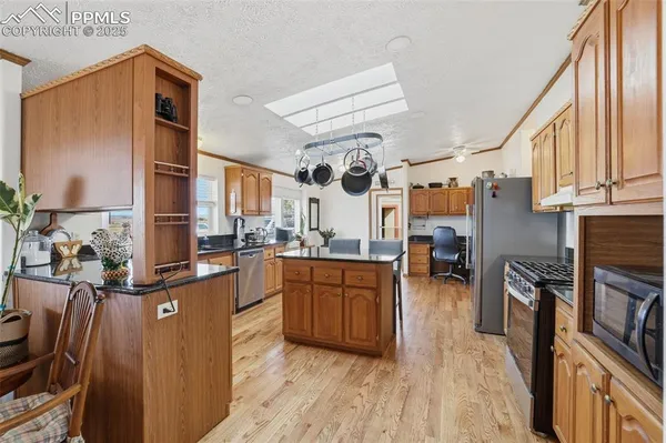 a kitchen with lots of counter top space
