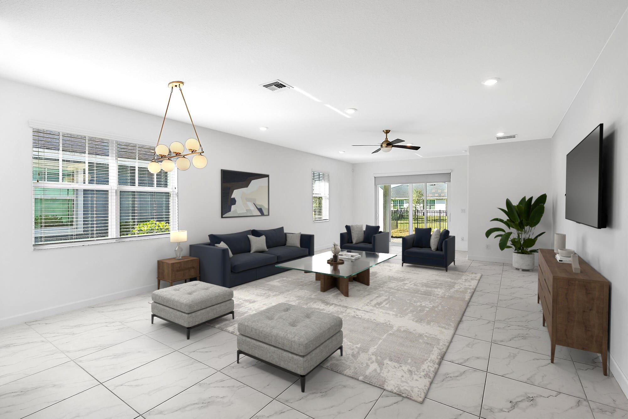 1283 Tangled Orch Trace Loxahatchee, FL 33470 - Photo 5 of 21 a living room with furniture and a flat screen tv