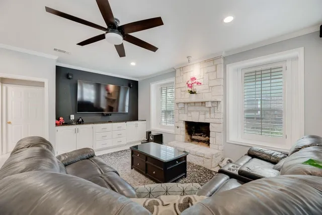 a view of livingroom with dining room and wooden floor