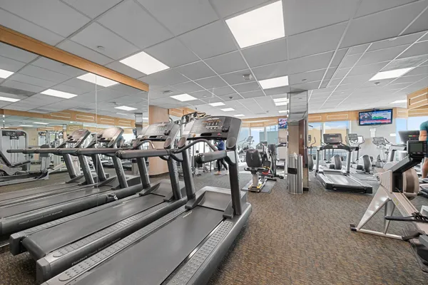 a view of a room with gym equipment