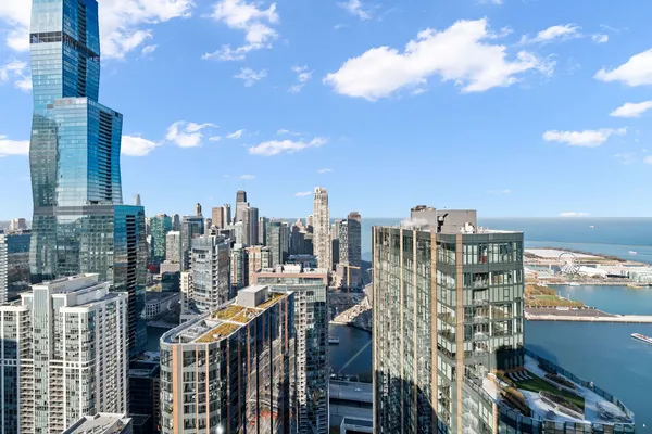 a view of a city with tall buildings