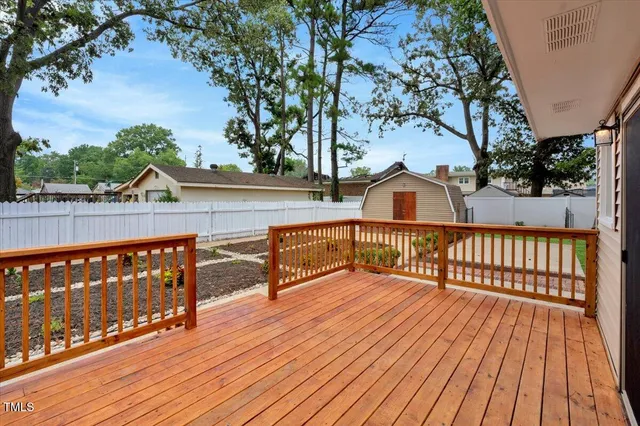a view of deck with wooden floor and fence