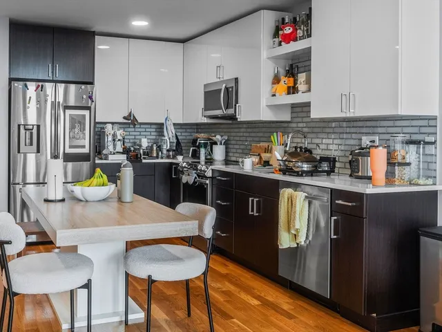 an aerial view of a multi story building