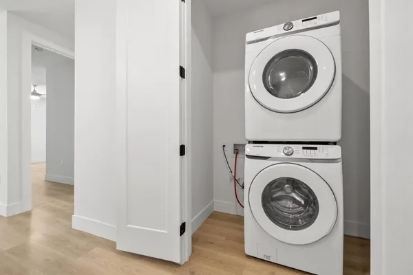 a utility room with dryer and washer