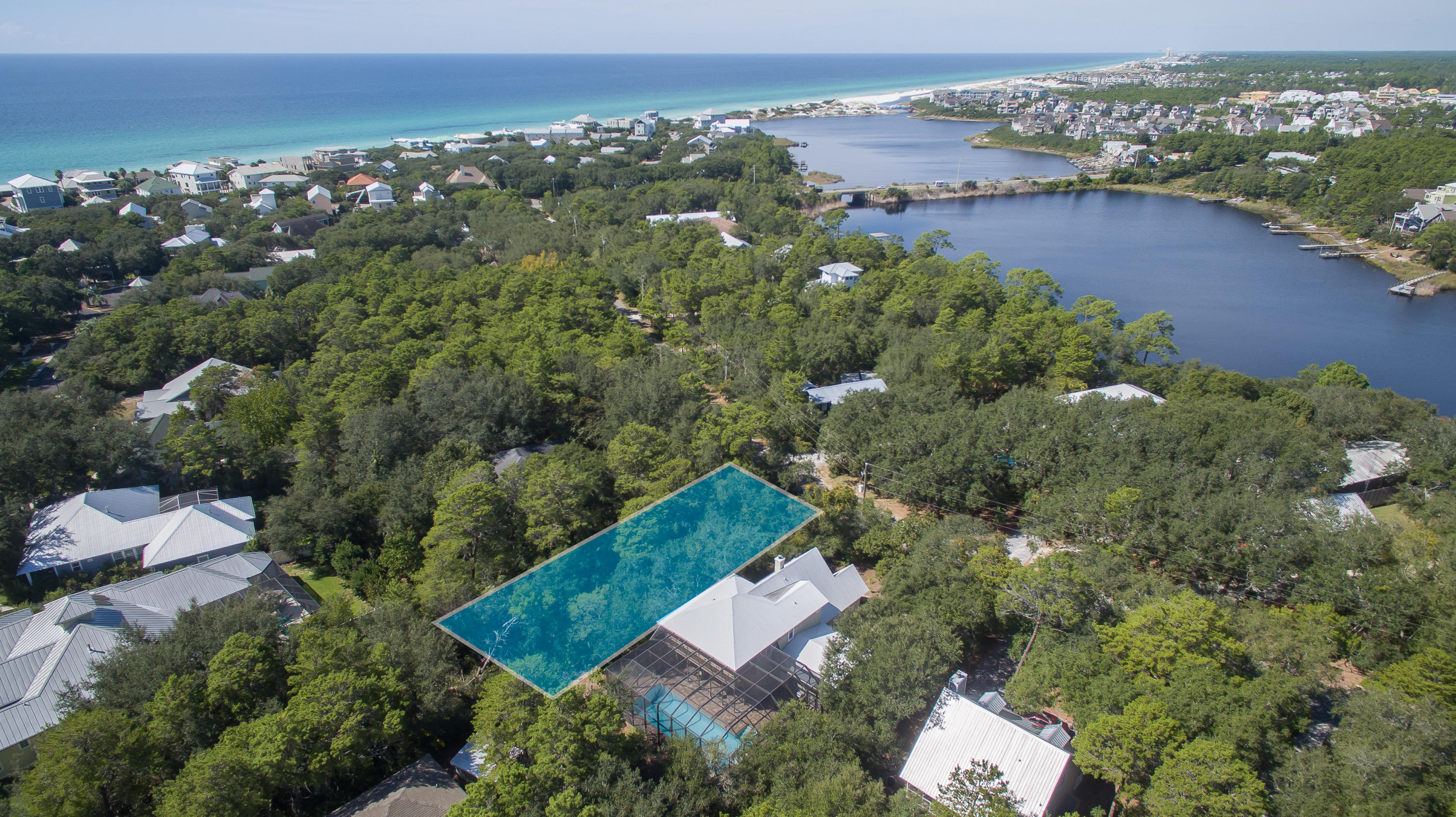 Lot 4 South Camp Creek Rd Inlet Beach Inlet Beach, FL 32461 - Photo 2 of 3 an aerial view of house with yard and ocean view