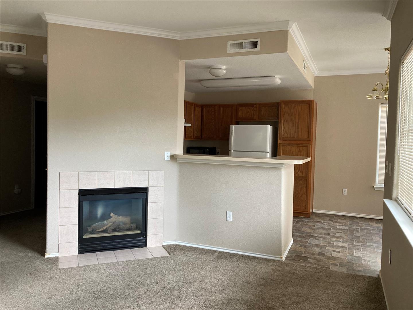 3896 Riviera Grove, Unit 101 Colorado Springs, CO 80922 - Photo 3 of 7 Living room with gas fireplace