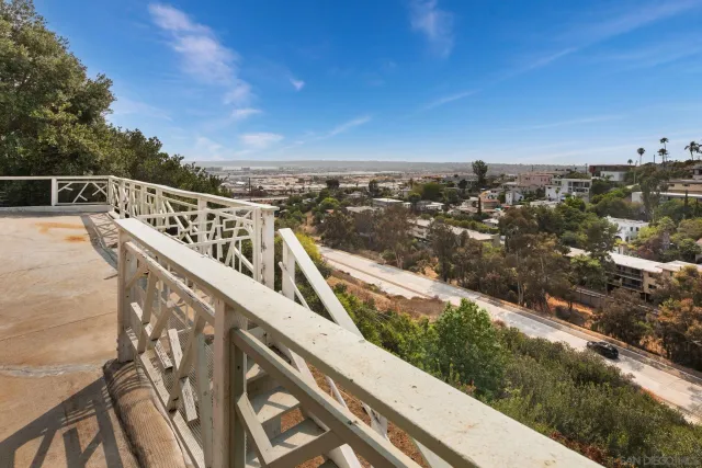 a view of a city from a balcony